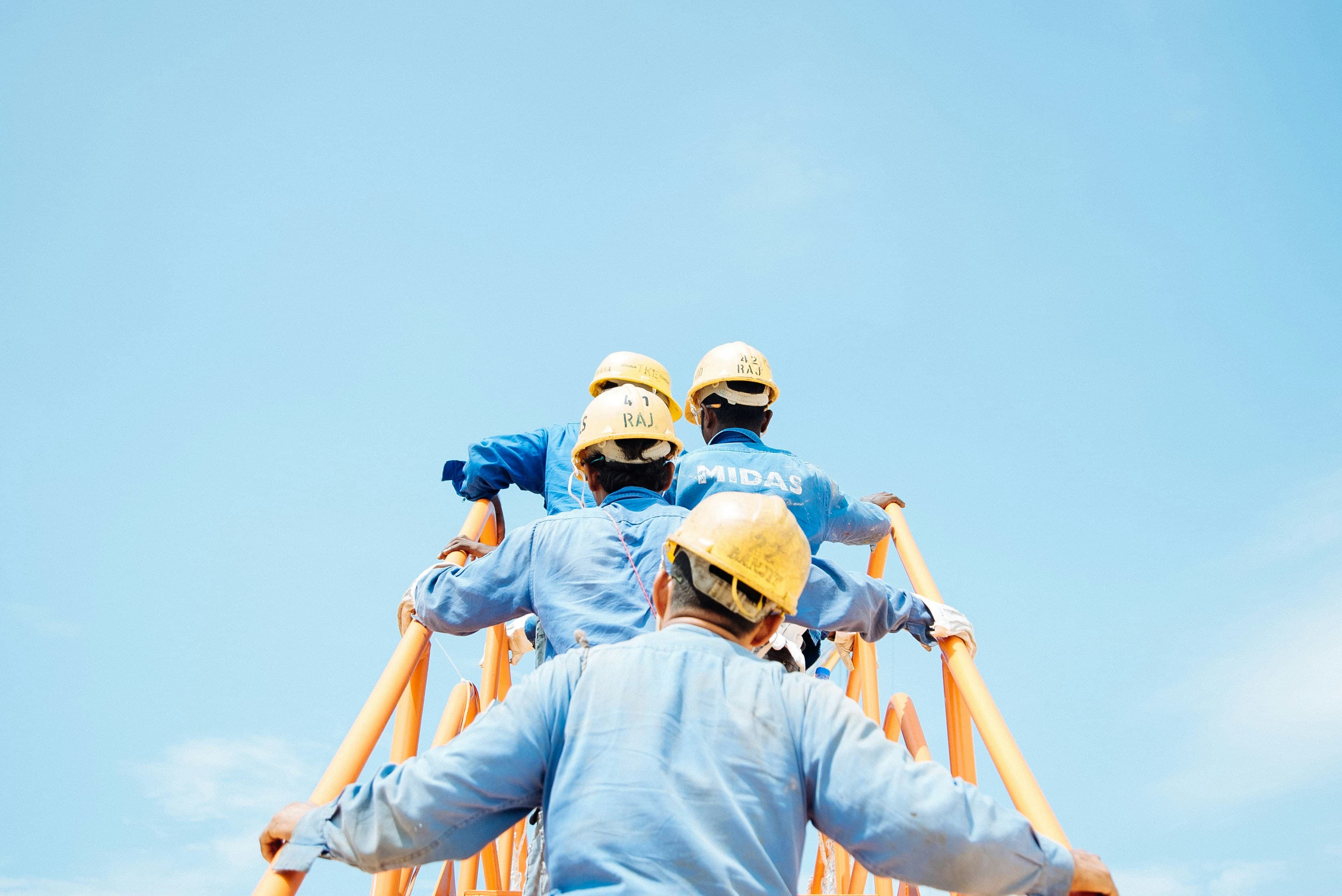 Construction workers collaboration